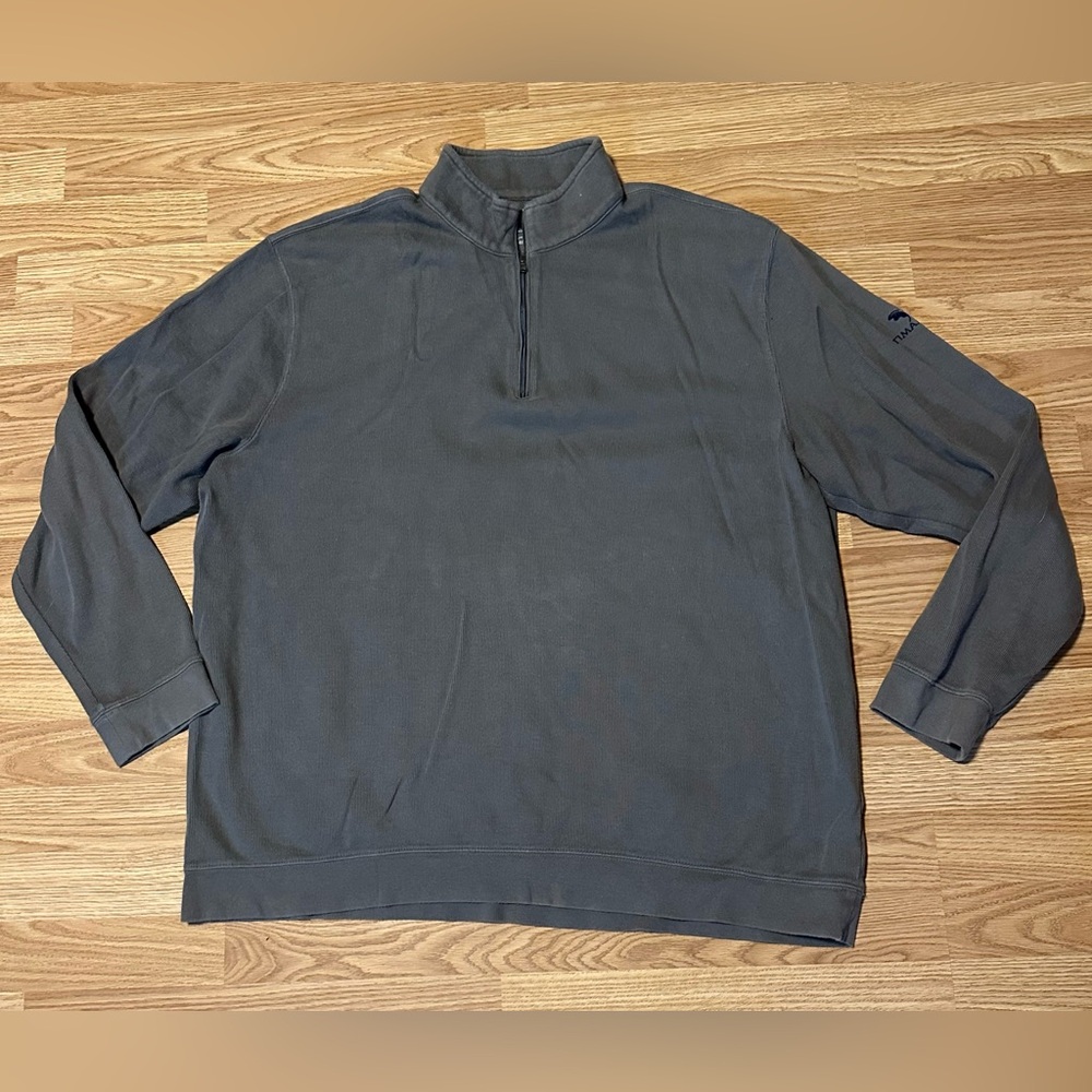 Greg Norman Collection Gray 1/4 Zip Pullover w/Timmarron on Left Sleeve Size XXL